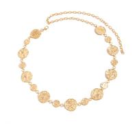 Metal Irregular Wrinkled Circle Coin Waist Chain for Summer Beach Day Minimalist Geometric Hammered Ellipse Belt Chain Fashion Dress Pants accessories Beach Day Bikini Stuffs for Women, One Size