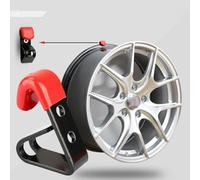 Metal 'J'-Shaped Car Wheel Hub Hook Display Stand for 13-22 Inch Rims, Wall-Mounted Tire Rack with 35 kg Load Capacity, Black and Red