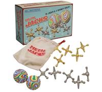 Metal Jacks Traditional Childrens Game Set Classic Outdoor Family Pastime Retro Nostalgic Toy Game with Multicoloured Bouncy Ball Compact Portable Design for Kids Ages 3 and Above 2 Pack