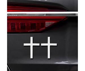 Metal Jesus Christ Cross Badge Stickers, 3D Three-Dimensional Metal Sticker, Cross Car Logo Sticker, Motorcycle Car Modified Tail Exquisite Emblem Stickers Decorative,Timeless Faith