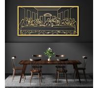 Metal Jesus Last Supper Wall Art, Christian Wall Decor, Da Vinci Decor, Metal Artwork Decoration, Modern Sculpture Home Decor for Living Room,Bedroom Hallway and Stairs Nature (Gold 77"