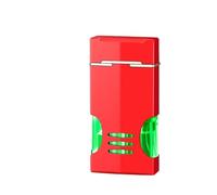 Metal Jet Torch Lighter, Windproof Jet Flame, with Transparent Air Window, Classic Flip-Top Portable Lighter, Gift for Men(Red)