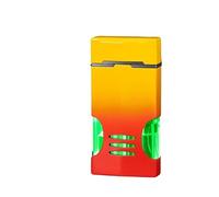 Metal Jet Torch Lighter, Windproof Jet Flame, with Transparent Air Window, Classic Flip-Top Portable Lighter, Gift for Men(Orange)