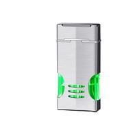 Metal Jet Torch Lighter, Windproof Jet Flame, with Transparent Air Window, Classic Flip-Top Portable Lighter, Gift for Men(Silver)