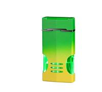Metal Jet Torch Lighter, Windproof Jet Flame, with Transparent Air Window, Classic Flip-Top Portable Lighter, Gift for Men(Green)