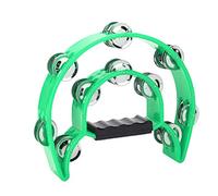 Metal Jingles Hand Held Percussion Double Row Jingles Handbell Tambourine Percussion Musical Instrument for Adults Kids Children (Green)