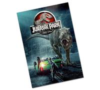 METAL Jurassic Park Tin Door Sign Aluminium Wall Art Plaque Movie TV Film Room Man Cave T-Rex Flare Design 2 Approximately A6 Size 150x100mm
