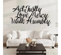 Metal Justice Mercy Verse Wall Art, Metal Micah Scripture Wall Art Decor, Religious Hanging Artwork Decoration for Living Room, Bedroom Hallway and Stairs Nature Home Decor (Blac