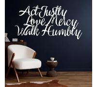 Metal Justice Mercy Verse Wall Art, Metal Micah Scripture Wall Art Decor, Religious Hanging Artwork Decoration for Living Room, Bedroom Hallway and Stairs Nature Home Decor (Whit