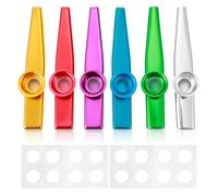 Metal Kazoo Instruments, 6PCS Kazoos Metal Blue Red Green Purple Silver Gold Gift for Kids & Students,Professional Musical Fun for Adults & Beginners, Birthday Party Christmas