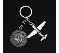 Metal Key Chain Keyring 3D Air Plane with Rustic Sky Alliance Badge Birthday Gift Idea