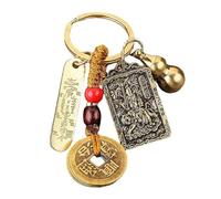 Metal Keychain, Chinese Style Zodiac Brass Gourd Five Emperors Money Keychain Metal Fengshui Pendant Couple Car Key Chain(Tiger)