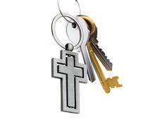 Metal Keychain - Faith Religious Keychain | Metal Cross Keychain | Keychains, Keychain with Cross, Jesus Gold Plated Silver Plated, Christian Gift for Easter, Baptism, Prayer, Favors, Lead Colour