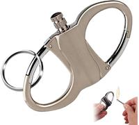 Metal Keychain Lighter,2025 New Lighter Key Chain,Fire Starter Key Ring, Permanent Match Keychain, Novelty Metal Match Keychains, Mini Waterproof Lighters for Outdoor Car and Home (Silver)