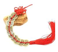 Metal Keychain, Lucky Charm Ancient Coin 1Pcs Pendant Decoration Car Accessories Keychain Five Emperor Money Copper Coins Red Chinese Knot(1)
