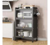 Metal Kitchen Storage Cabinet - Rolling Microwave Stand with Drop Down Door, Versatile Bakery Rack & nizer for Dining Room and Living Room - Space-Saving Solution