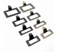 Metal Label Holders 40pcs Small Heavy Duty Antique Brass Black Decorative Furniture Cabinet Drawer Pull Tag Frame Handle File Name Card Holder(L Bronze 59x44mm)