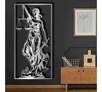 Metal Lady Justice Scales Wall Art, Metal Law Firm Office Artwork Decoration, Justice Gift Artwork Home Decor for Living Room,Bedroom Hallway and Stairs Nature Home Decor Gift (silver 7