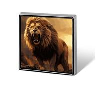 Metal Lapel Pin Square Brooch Jewelry for Clothing Hat Suit Jacket Angry Lion, Tie Tack with Secure Butterfly Clutch, Small Lapel Pin, Personality Souvenir Keepsake, Gift for Men Women