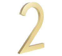 Metal Large House Numbers 1pc 6" 15cm Floating House Number Golden Aluminum Number Metal Address Plate Apartment Door Number Outdoor House Number #0-9(10cm Number 2)