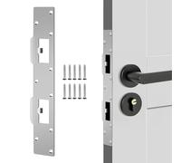 Metal Latch Plate Door Lock, Double Holes Door Latch Security Plates Reinforcement Door Striker Plates for Interior Door, Security Door Lock for Bathroom and Toilet Doors (1Pack - Silver)