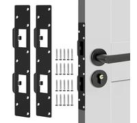 Metal Latch Plate Door Lock, Double Holes Door Latch Security Plates Reinforcement Door Striker Plates for Interior Door, Security Door Lock for Bathroom and Toilet Doors (2Pack - Black)