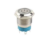 Metal Latching Push Button Switch 19mm 4 Pin DC 5V SPDT Waterproof Self-Locking Round Marine Switch with White LED Light for Car RV Truck Boat