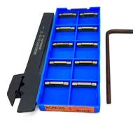 Metal Lathe Cut Off Tool, 1pcs MGEHR1010 MGEHR1212 MGEHR1616 MGEHR2020 MGEHR2525-2 Lathe Grooving Tool Holder Boring Bar + 10pcs MGMN200 Inserts(MGMN200 NC3020,MGEHR1010-2)
