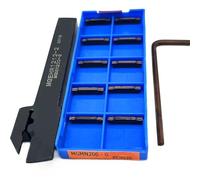 Metal Lathe Cut Off Tool, 1pcs MGEHR1010 MGEHR1212 MGEHR1616 MGEHR2020 MGEHR2525-2 Lathe Grooving Tool Holder Boring Bar + 10pcs MGMN200 Inserts(MGMN200 PC9030,MGEHR1212-2)