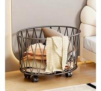 Metal Laundry Basket, Rolling Laundry Basket with Wheels, Open Design Basket for Bedroom Bathroom and Living Room Organization(Black)