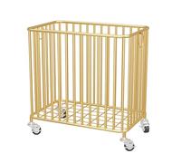Metal Laundry Basket, Rolling Laundry Cart, Sturdy Metal Frame, Bathroom Laundry Hamper for Home Organizing Clothes Shoes More(Yellow,50cm)