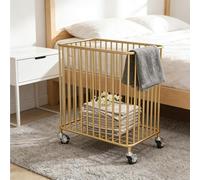 Metal Laundry Hamper Sorter Cart - Rolling Laundry Basket with Wheels and Pull Ring - Large and Space-Saving Organizer for Small Spaces
