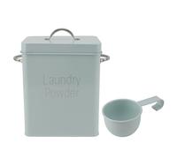 Metal Laundry Room Container Laundry Powder Container with Dual Side Handles with Spoon Lid for Laundry Room Organization for Washing Powder Rice Dog Food(Light Green)