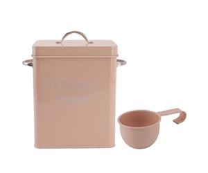 Metal Laundry Room Container with Dual Side Handles with Spoon Lid Farmhouse Laundry Powder Container for Washing Powder Rice Dog Food (Beufee846-13)