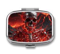Metal Lava Pill Box, Travel Pill Organizer 2 Compartments, Weekly Pill Case with Mirror for One Day, Medicine Organizer for Purse, Pocket or