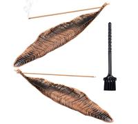 Metal Leaf Incense Collectors,2 Pcs Metal Leaf Incense Holder Ash Catcher Incense Holder Stick Holders Incense Burner Holder with Mini Broom for Home Office Yoga Meditation