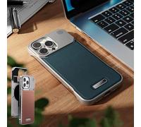 Metal Leather Frameless Aromatherapy Magnetic Case, PU Leather Shockproof Protective Cover Phone Case, Comfortable Silky Touch for iPhone 17 16 15 14 13 Series (15,Blue)