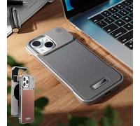 Metal Leather Frameless Aromatherapy Magnetic Case, PU Leather Shockproof Protective Cover Phone Case, Comfortable Silky Touch for iPhone 17 16 15 14 13 Series (17AIR,Gray)