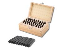 Metal Leather Punch Kit, 36-Piece Alphabet Letter Number Stamp Set, 4mm Die Tool with Wooden Box