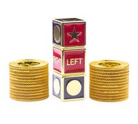 Metal Left Right Center Dice Game Set, Including 3 Cool Metal Dice, 26 Gold Chips, Color Bag Packaging,Suitable for Parties and Multiplayer Games(Gold_Red_Black)