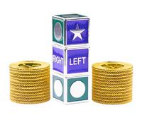 Metal Left Right Center Dice Game Set, Including 3 Cool Metal Dice, 27 Gold Chips, Color Bag Packaging,Suitable for Parties and Multiplayer Games(Silver_Green_Blue)