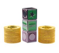 Metal Left Right Center Dice Game Set, Including 3 Cool Metal Dice, 30 Gold Chips, Color Bag Packaging,Suitable for Parties and Multiplayer Games(Nickel_Green_Purple)