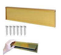 Metal Letter Box Flap, Door Letterbox Flap, 11.4 Inch Internal Letter Box Draught Excluder with Brush & Flap, Weatherproof Easy Installation for Wood UPVC Composite Doors (Gold)