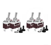 Metal Lever for toggle Switch SPDT 2PIN for ON-OFF Control, 15A 250VAC Rocker Switch with Screw Terminals, Red Cap for Automotive and Industrial Electrical Systems(4PCS)