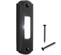 Metal Lighted Doorbell Button, Heavy Duty Metal Wired Door Bell Push Button LED Wall Mounted Doorbell Switch for Home Universal Garage Door Opener Switch, White Light, Property In Copyright (Black)