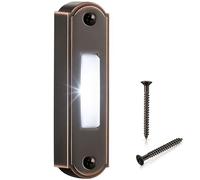 Metal Lighted Doorbell Button, Heavy Duty Metal Wired Door bell Push Button LED Wall Mounted Doorbell Switch for Home Universal Garage Door Opener Switch, White Light, Property In Copyright(Bronze)