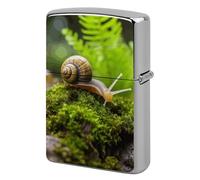 Metal Lighter Case Cover Reusable Flip Top Lighter Sleeve Double Sided Windproof & Waterproof Cigarette Holder Portable Pocket Snail Crawling Lighters Pouch for Dad Boyfriend Husband