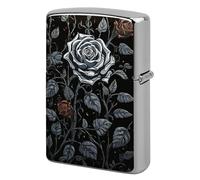 Metal Lighter Case Cover Reusable Flip Top Lighter Sleeve Double Sided Windproof & Waterproof Cigarette Holder Portable Pocket Rose Gothic Lighters Pouch for Dad Boyfriend Husband
