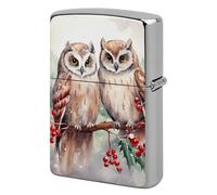 Metal Lighter Case Cover Reusable Flip Top Lighter Sleeve Double Sided Windproof & Waterproof Cigarette Holder Portable Pocket Owls on The Tree Lighters Pouch for Dad Boyfriend Husband