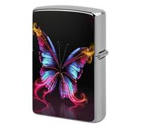 Metal Lighter Case Cover Reusable Flip Top Lighter Sleeve Double Sided Windproof & Waterproof Cigarette Holder Portable Pocket Dancing Butterfly Lighters Pouch for Dad Boyfriend Husband